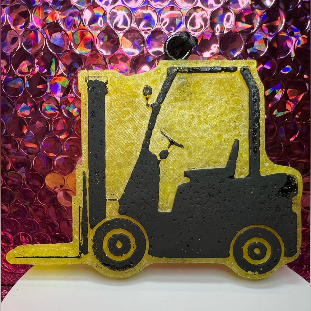 Yellow and Black Forklift Car Freshie